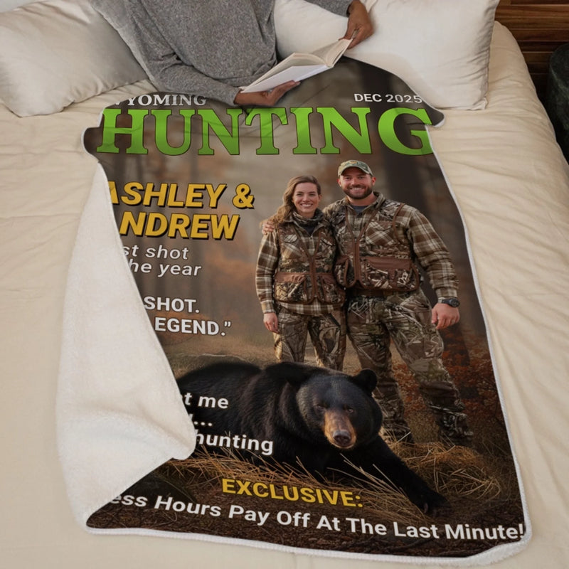 Custom Photo Magazine Blanket - Personalized Christmas Birthday Hunting Gifts For Hunters - From Camo To Forever