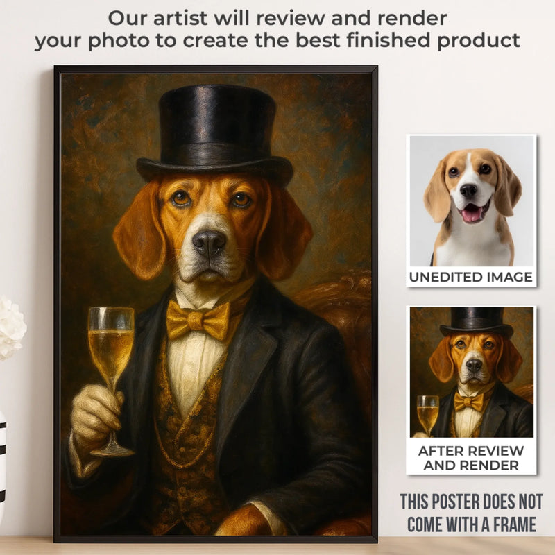 Custom Photo Vertical Poster - Personalized Birthday  Gifts For Dog Cat Lovers, Dog Dad And Mom, Cat Owners - Fine Dog, Finer Wine