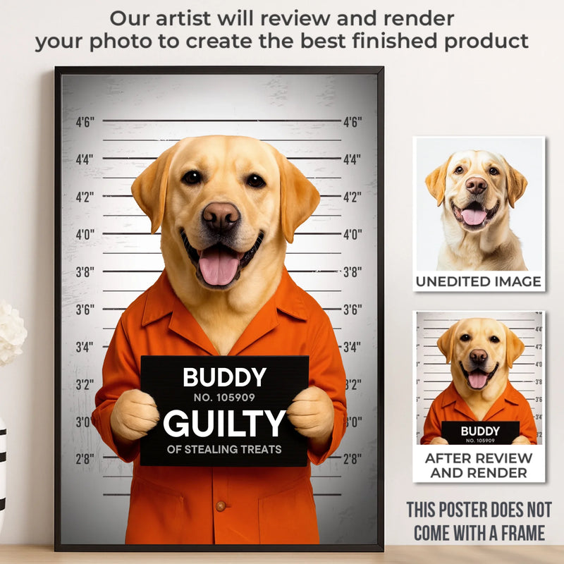 Custom Photo Vertical Poster - Personalized Birthday Gifts For Dog Cat Lovers, Dog Dad And Mom, Cat Owners - Professional Treat Burglar