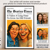Custom Photo Funny Caricature Vertical Poster - Personalized Best Friend Birthday Gifts For Women - The Besties Time