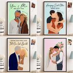 Custom Name Couple Portrait Gifts for Couples - Personalized Poster