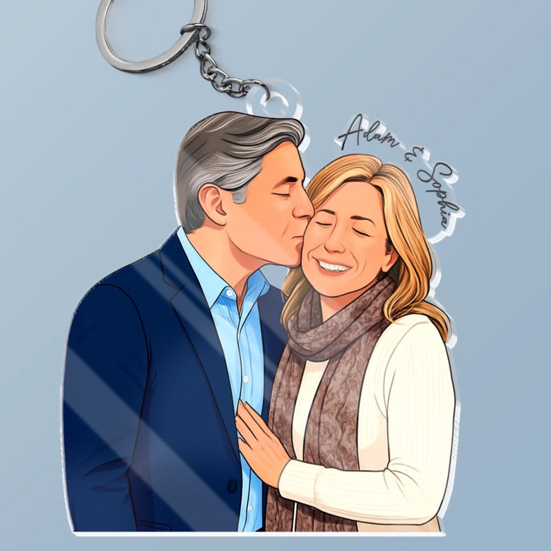 Custom Photo Shaped Acrylic Keychain - Personalized Anniversary Wedding Gifts For Husband And Wife, Him And Her - Love In Every Moment