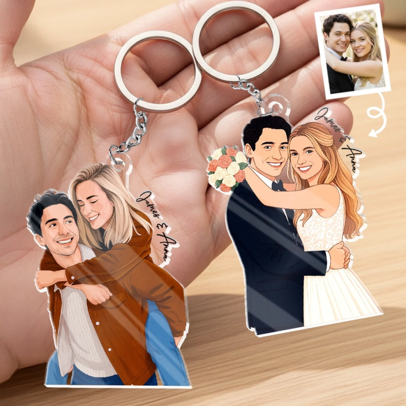 Custom Photo Shaped Acrylic Keychain - Personalized Anniversary Wedding Gifts For Husband And Wife, Him And Her - Love In Every Moment