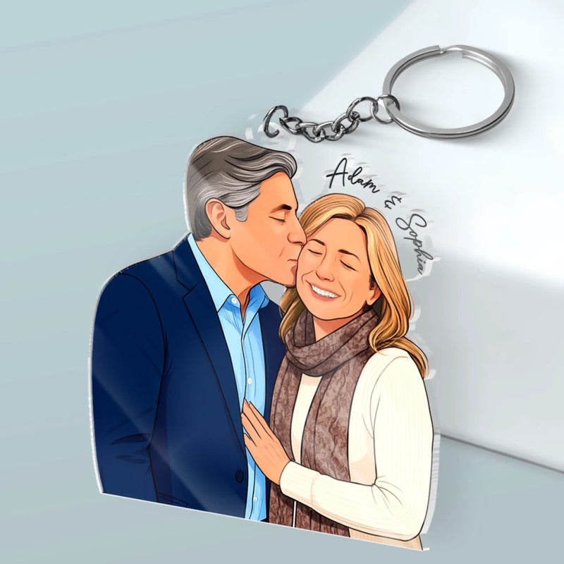 Custom Photo Shaped Acrylic Keychain - Personalized Anniversary Wedding Gifts For Husband And Wife, Him And Her - Love In Every Moment