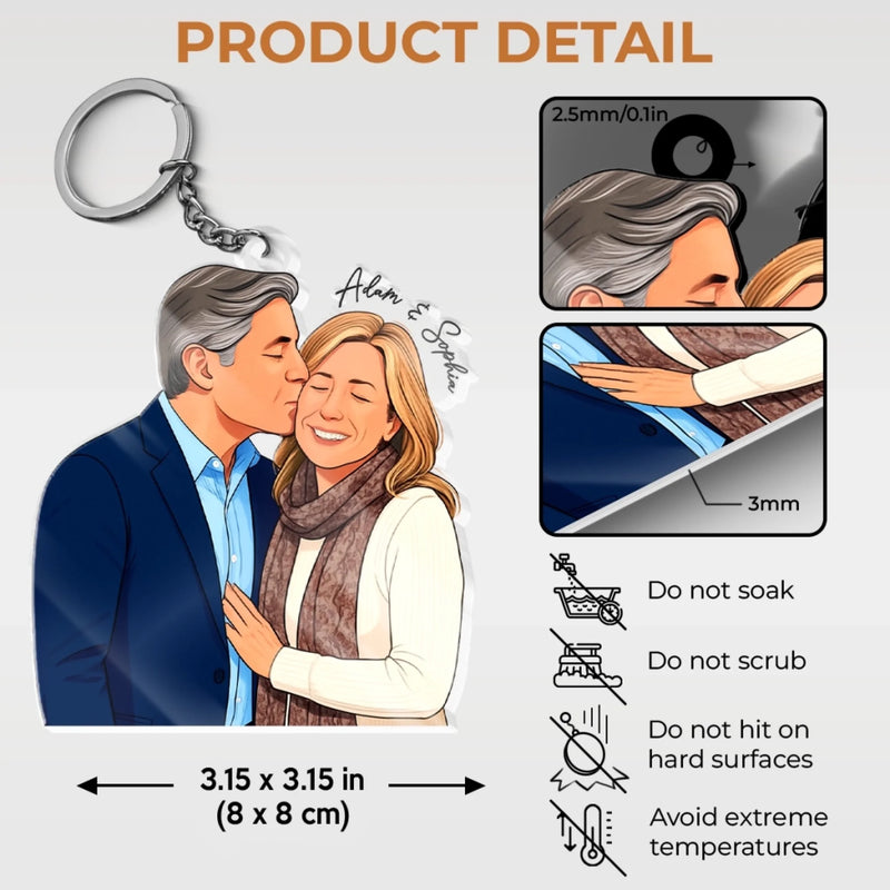 Custom Photo Shaped Acrylic Keychain - Personalized Anniversary Wedding Gifts For Husband And Wife, Him And Her - Love In Every Moment