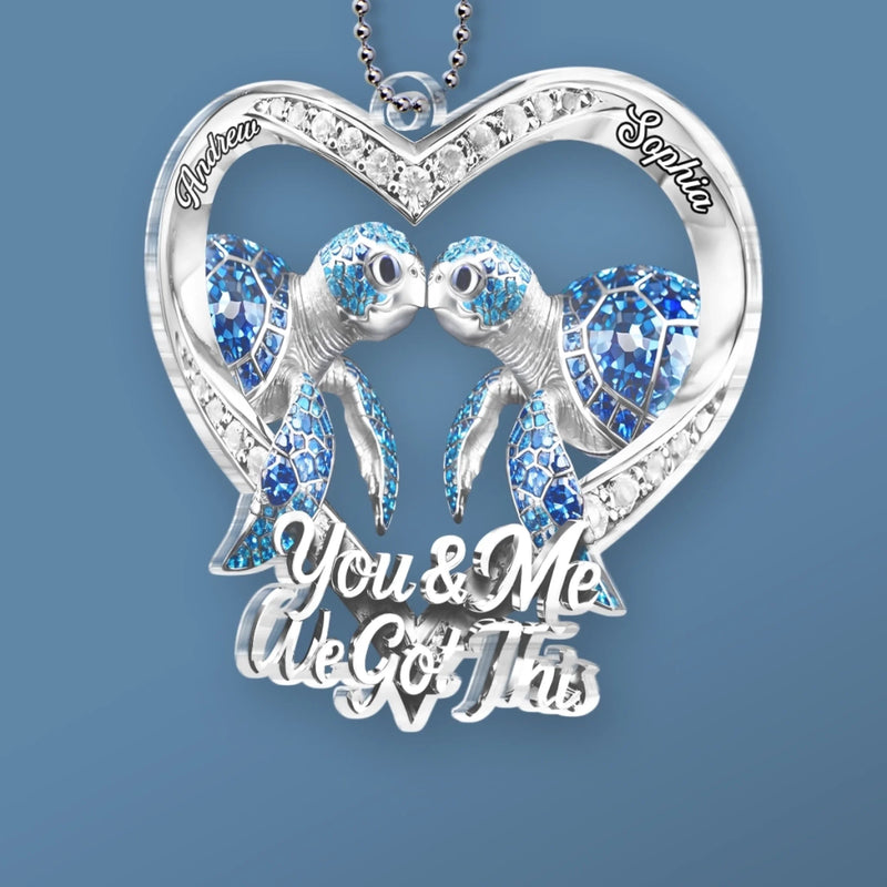 Custom Acrylic Car Ornament - Personalized Anniversary Wedding Gifts For Husband And Wife, Him And Her - Our Story Never Ends