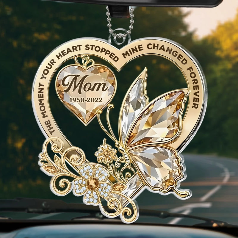 Custom Mom Memorial Butterfly Gifts - Personalized Car Ornament