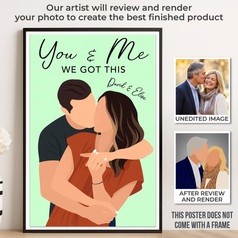 Custom Name Couple Portrait Gifts for Couples - Personalized Poster