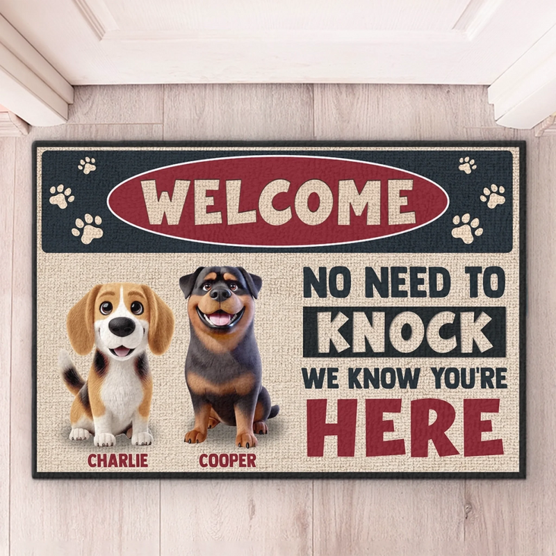 Custom Home Decor Decorative Mat - Personalized Birthday Gifts For Dog Lovers, Dog Dad And Mom - Pawsitively Welcome