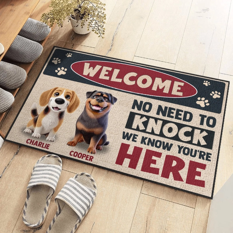 Custom Home Decor Decorative Mat - Personalized Birthday Gifts For Dog Lovers, Dog Dad And Mom - Pawsitively Welcome