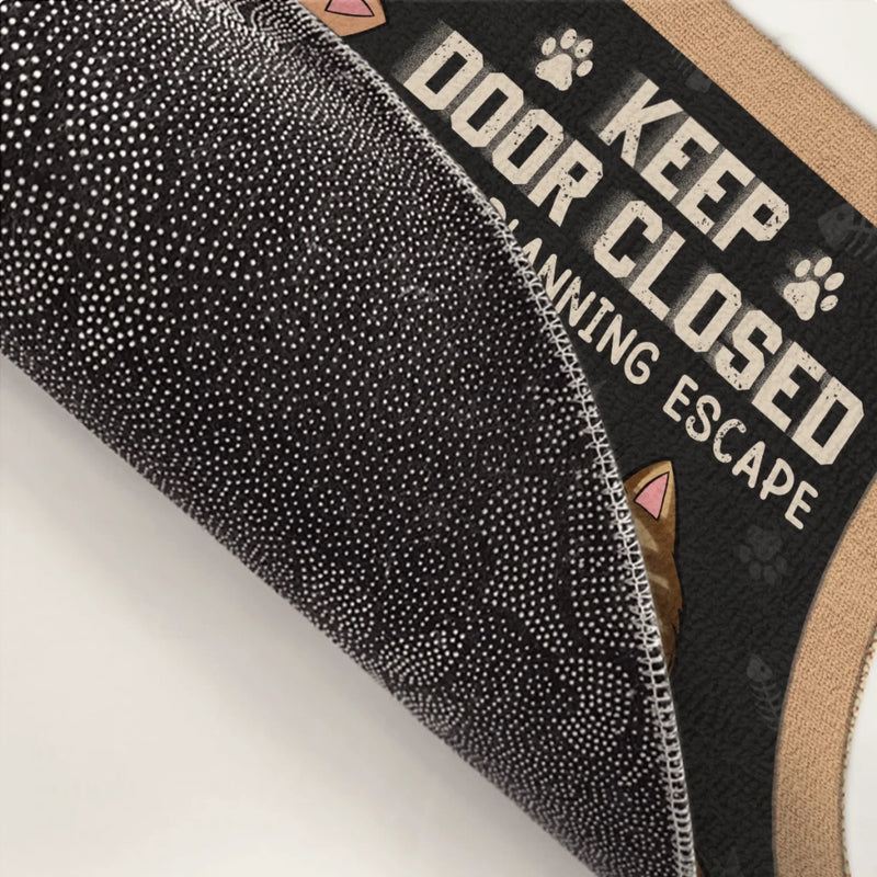 Custom Name Funny Cat Escape Warning Gifts for Cat Lovers - Personalized Doormat