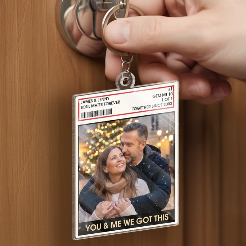 Custom Photo Shaped Acrylic Keychain - Personalized Anniversary Wedding Gifts For Husband And Wife, Him And Her - Love Grows Stronger Here