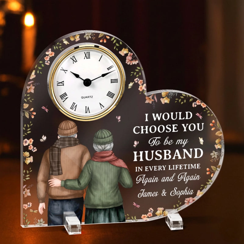 Custom Acrylic Desk Clock - Personalized Anniversary Wedding Gifts For Husband And Wife, Him And Her - Side By Side Always Us