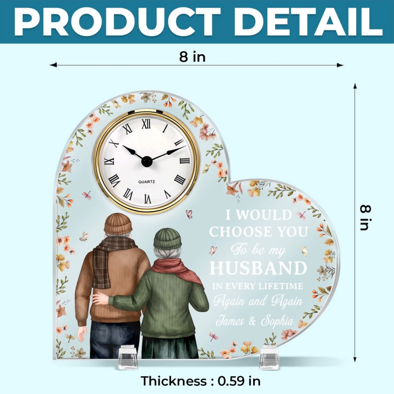 Custom Acrylic Desk Clock - Personalized Anniversary Wedding Gifts For Husband And Wife, Him And Her - Side By Side Always Us