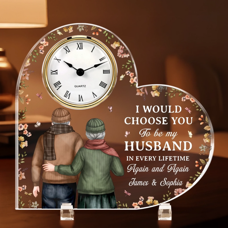 Custom Acrylic Desk Clock - Personalized Anniversary Wedding Gifts For Husband And Wife, Him And Her - Side By Side Always Us
