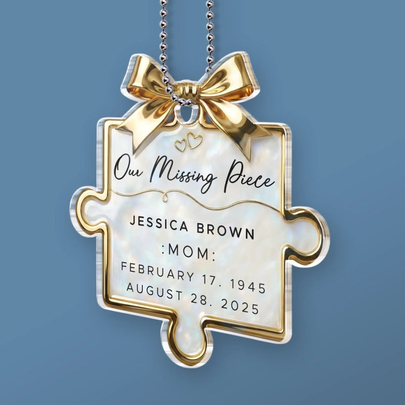 Custom Acrylic Car Ornament - Personalized Memorial Sympathy Gifts For Loss Of Mom, Dad - Forever Along My Journey