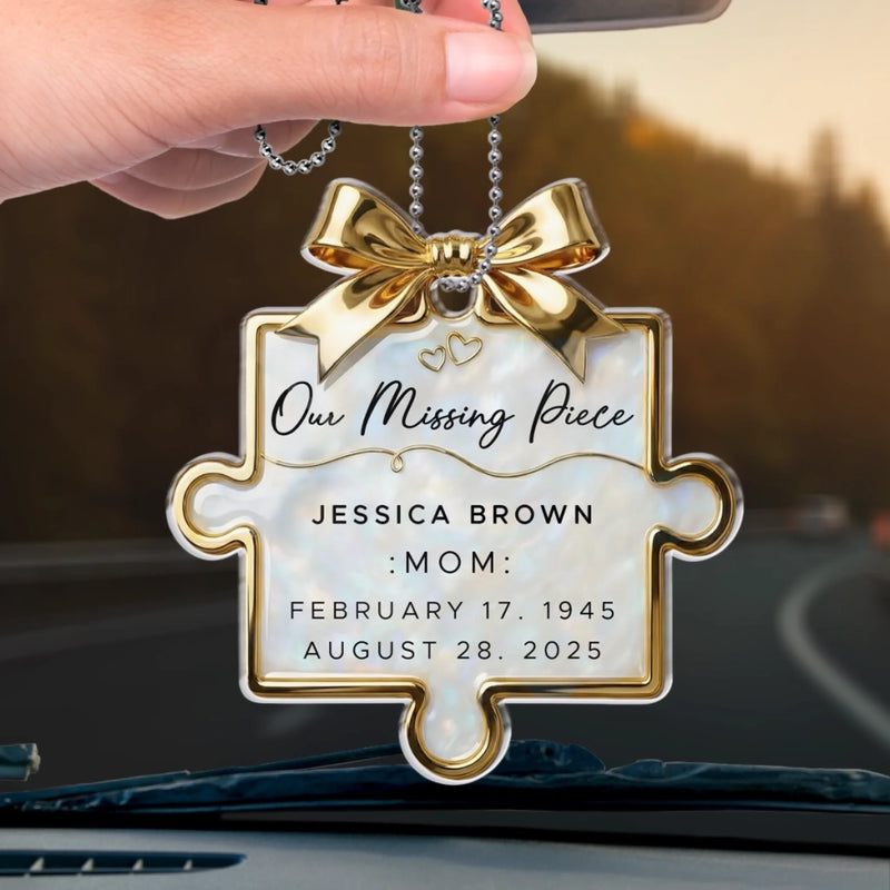 Custom Acrylic Car Ornament - Personalized Memorial Sympathy Gifts For Loss Of Mom, Dad - Forever Along My Journey