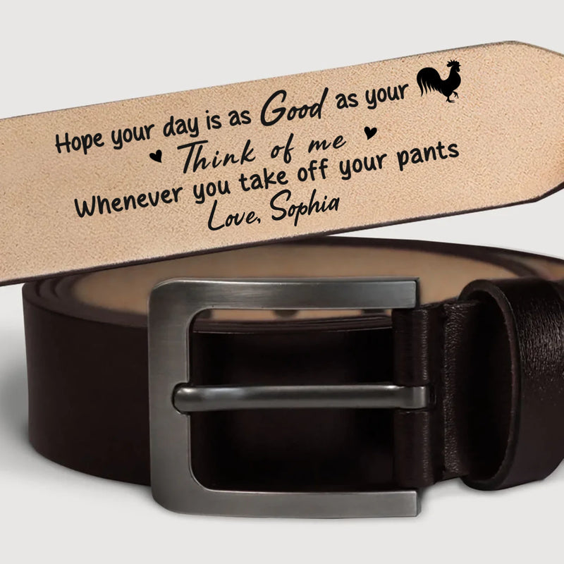 Custom Engraved Leather Belt - Personalized Anniversary Wedding Gifts For Husband And Wife, Him And Her - Together Is My Favorite Place