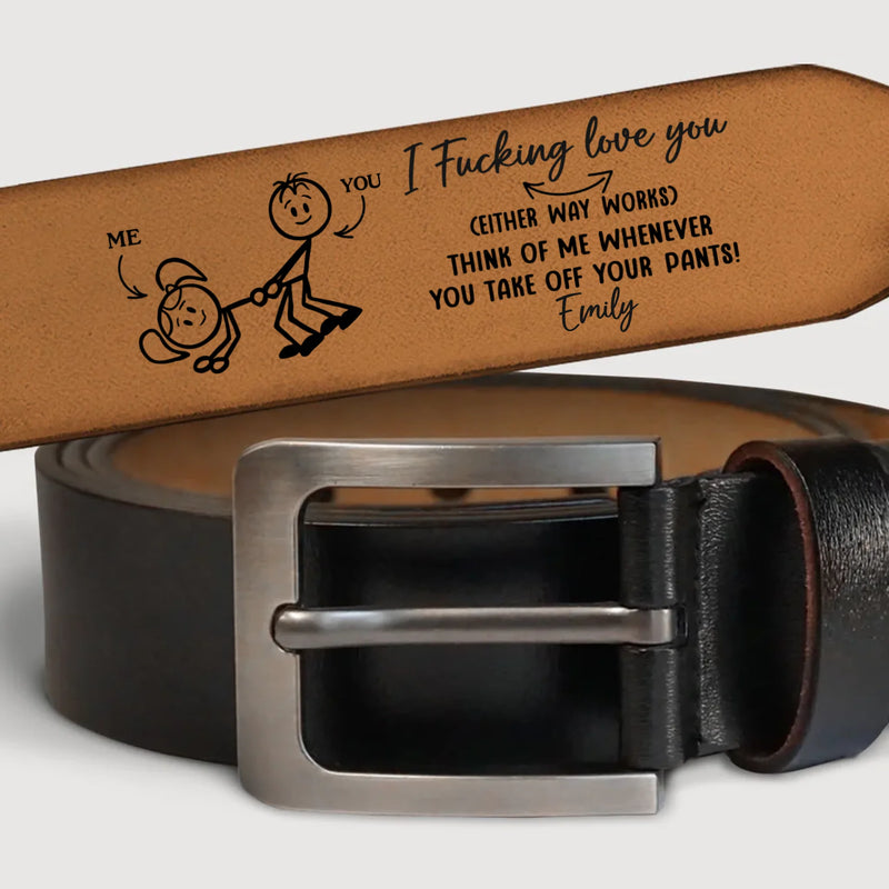 Custom Engraved Leather Belt - Personalized Anniversary Wedding Gifts For Husband And Wife, Him And Her - You Make Life Feel Gentle