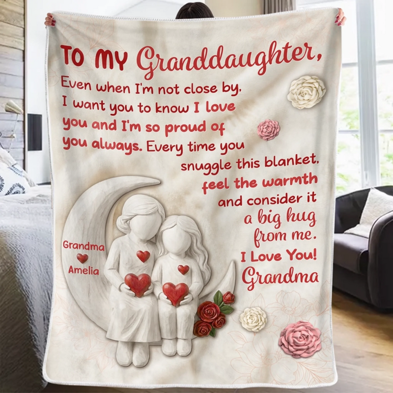 Custom Name Grandma Love Gifts for Granddaughter - Personalized Blanket