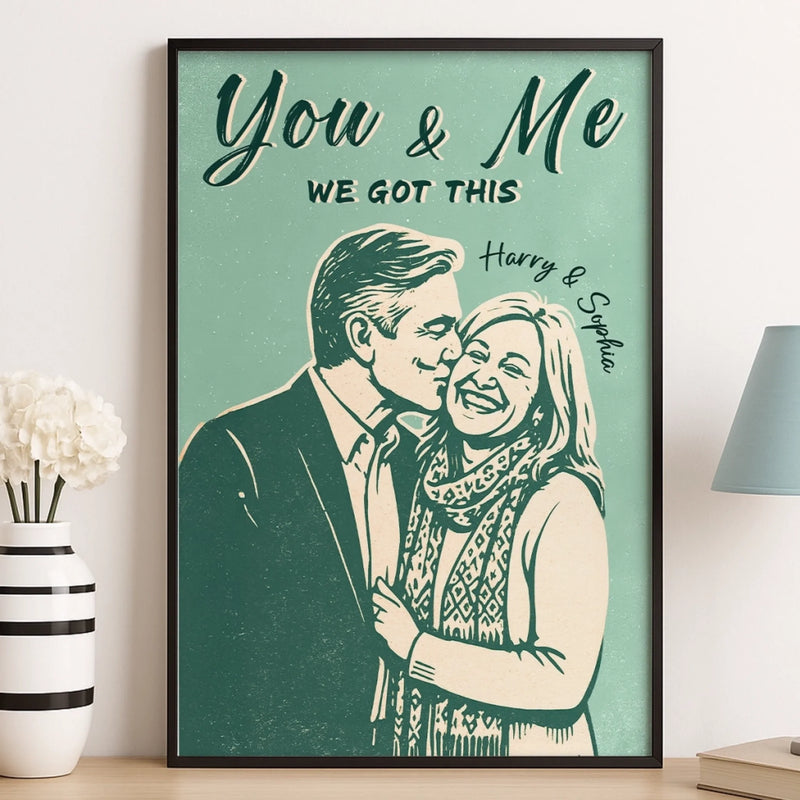 Custom Photo Vertical Poster - Personalized Anniversary Wedding Gifts For Husband And Wife, Him And Her - Our Connection Just Feels Right