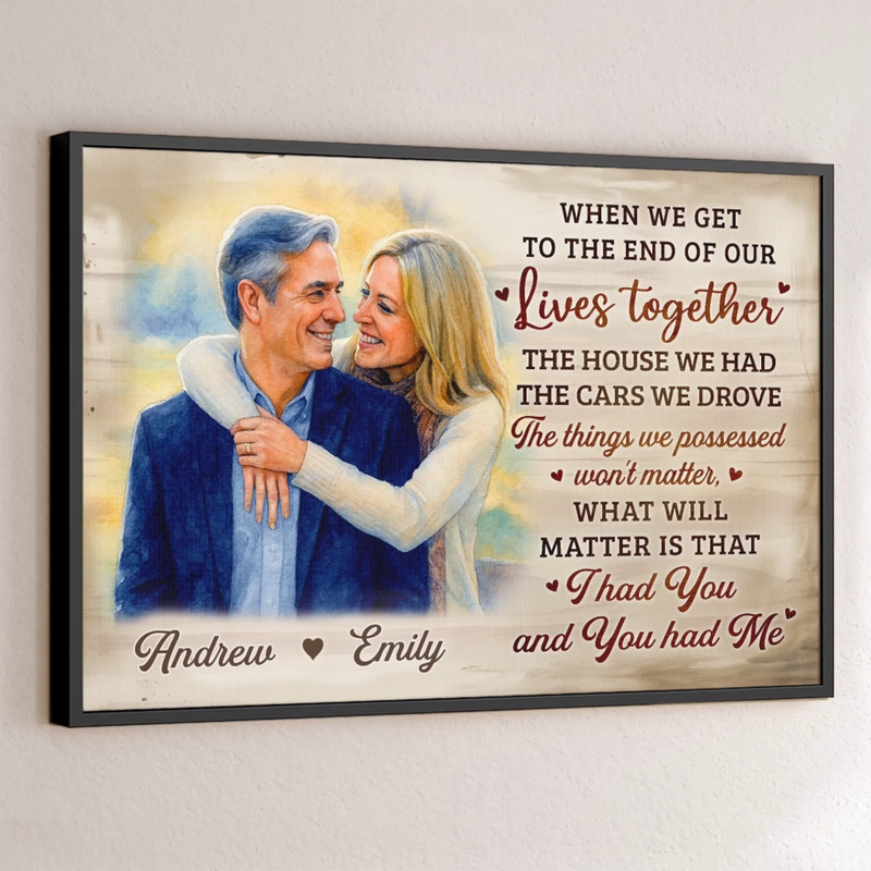Custom Photo Horizontal Poster - Personalized Anniversary Wedding Gifts For Husband And Wife, Him And Her - Love Lives In Small Moments