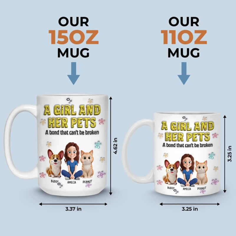Custom 3D Inflated Effect Printed Mug - Personalized Christmas Birthday Gifts For Dog Cat Lovers, Dog Dad And Mom, Cat Owners - My World, My Pets