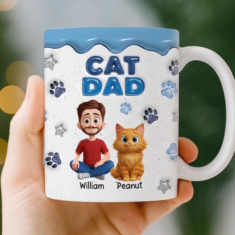 Custom 3D Inflated Effect Printed Mug - Personalized Birthday Gifts For Cat Lovers, Cat Mom And Dad - Living That Cat Life