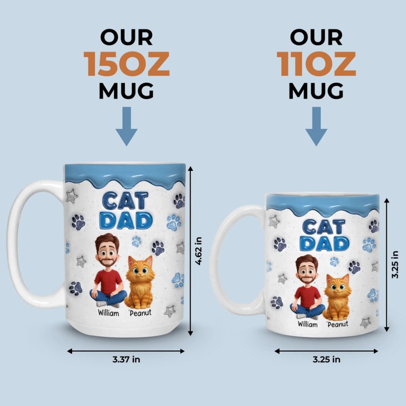 Custom 3D Inflated Effect Printed Mug - Personalized Birthday Gifts For Cat Lovers, Cat Mom And Dad - Living That Cat Life