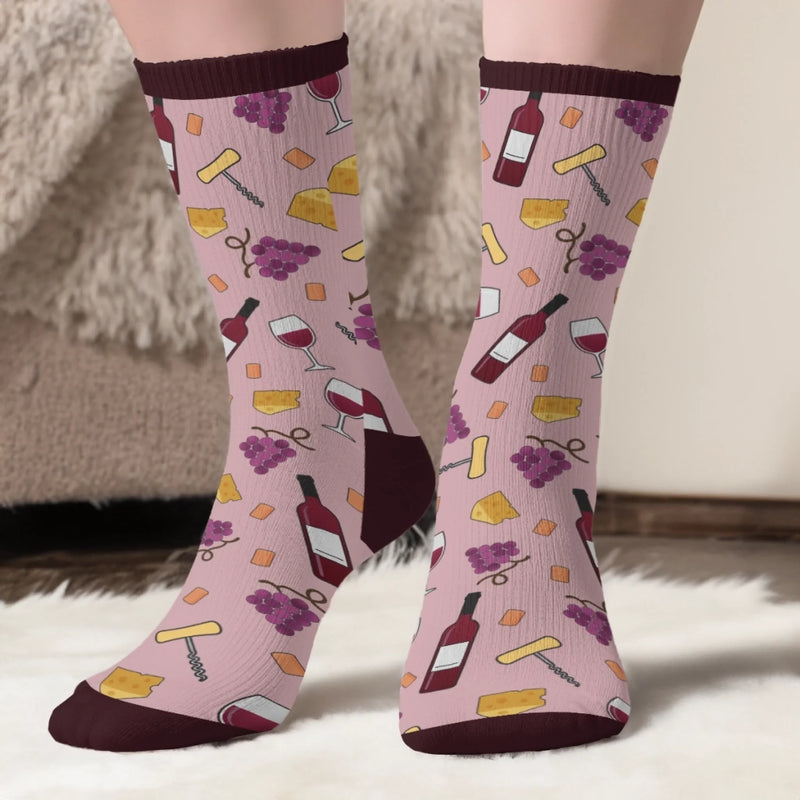 Custom Crew Socks - Personalized Christmas Birthday Gifts For Dog Lovers, Dog Dad And Mom - Just One More Sip