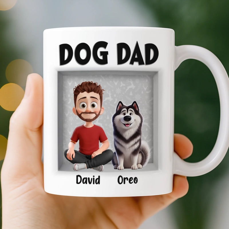 Custom 3D Inflated Effect Printed Mug - Personalized Birthday Gifts For Dog Lovers, Dog Dad And Mom - Love Begins With A Wag