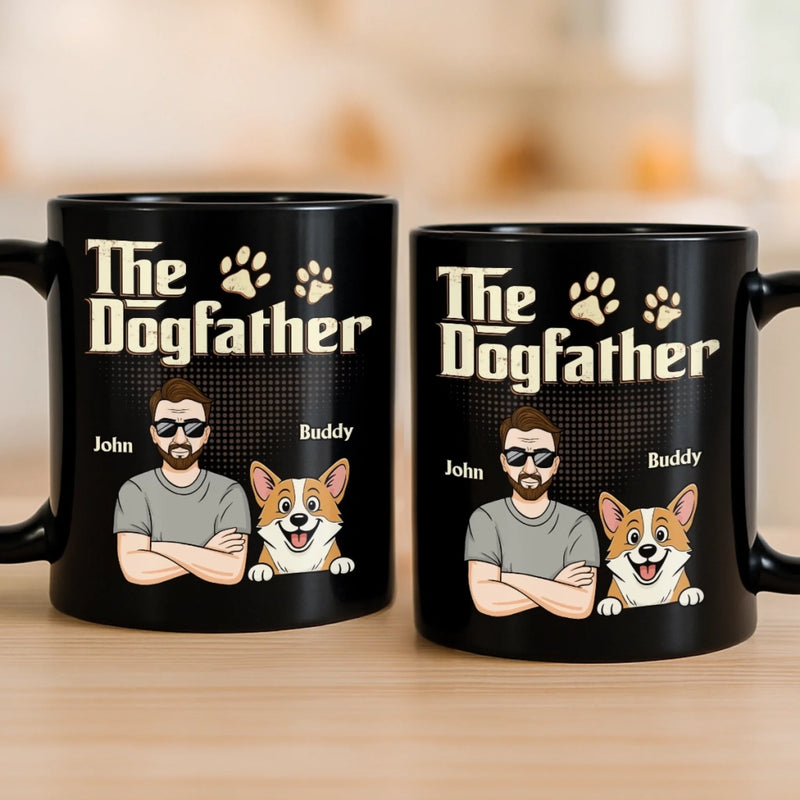 Custom Black Mug - Personalized Birthday Gifts For Dog Lovers, Dog Dad And Mom - Ride Or Die, Paws Included