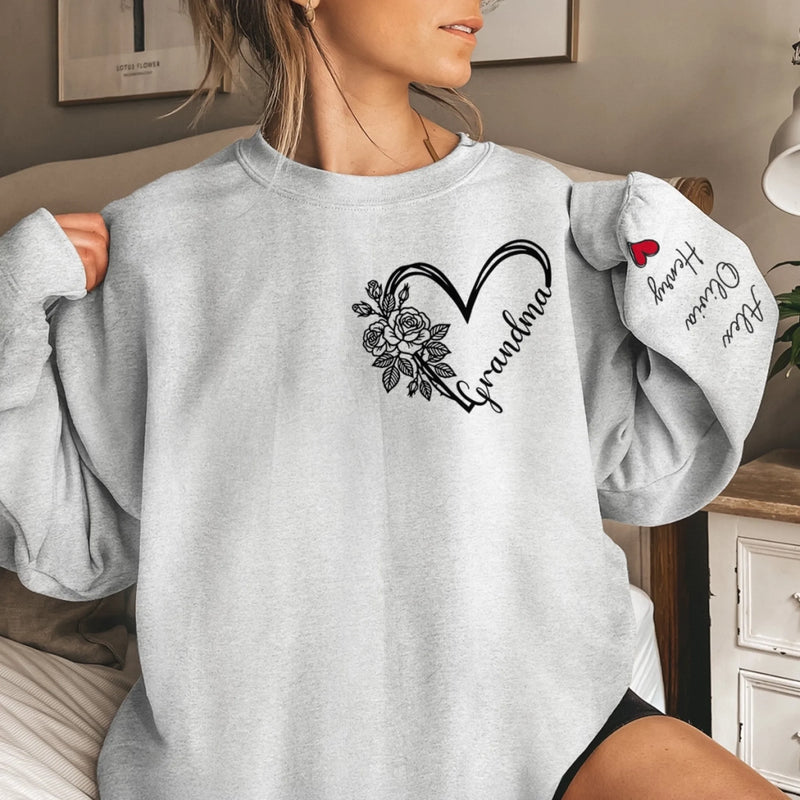 Custom Unisex Sweatshirt, Hoodie With Design On Sleeve - Personalized Birthday Gifts For Mom, Grandma - Loved Beyond Limits