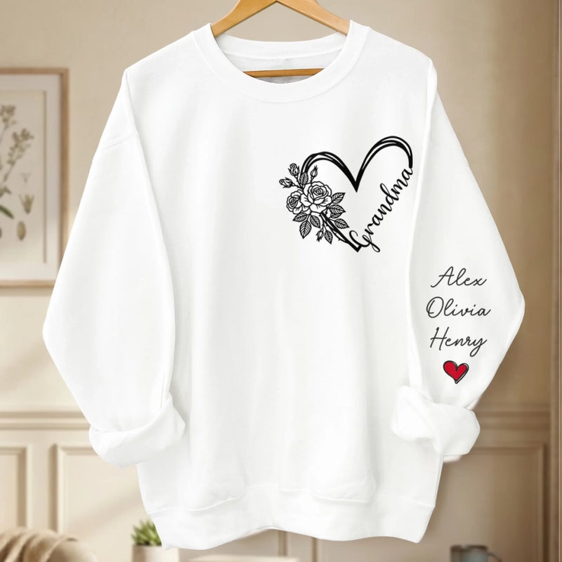 Custom Unisex Sweatshirt, Hoodie With Design On Sleeve - Personalized Birthday Gifts For Mom, Grandma - Loved Beyond Limits