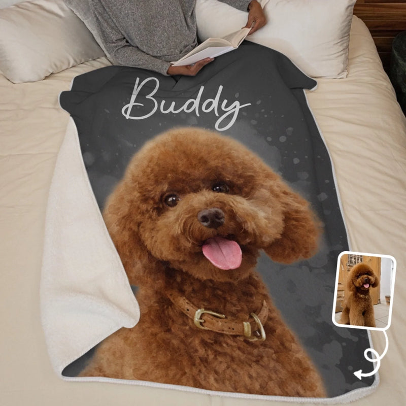 Custom Photo Blanket - Personalized Birthday Gifts For Dog Cat Lovers, Dog Dad And Mom, Cat Owners - Happiness On Four Paws