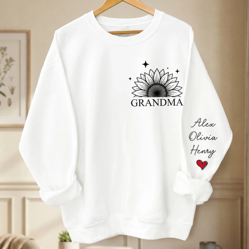 Custom Unisex Sweatshirt, Hoodie With Design On Sleeve - Personalized Birthday Gifts For Mom, Grandma - Heart Of Our Family