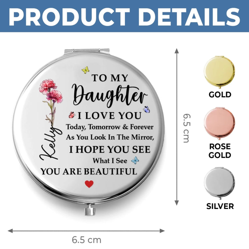 Custom Compact Mirror - Personalized Birthday Gifts For Daughter - Always My Little Girl