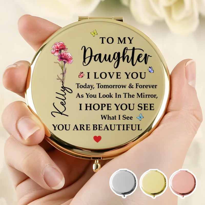 Custom Compact Mirror - Personalized Birthday Gifts For Daughter - Always My Little Girl