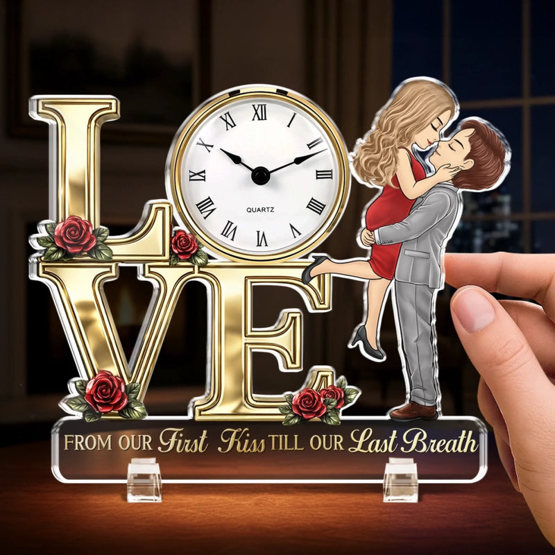 Custom Acrylic Desk Clock - Personalized Anniversary Wedding Gifts For Husband And Wife, Him And Her - Side By Side Always