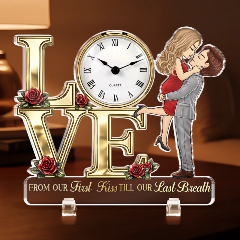 Custom Acrylic Desk Clock - Personalized Anniversary Wedding Gifts For Husband And Wife, Him And Her - Side By Side Always