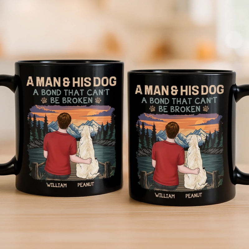 Custom Name Man and Dog Bond Gifts for Dog Lovers - Personalized Mug
