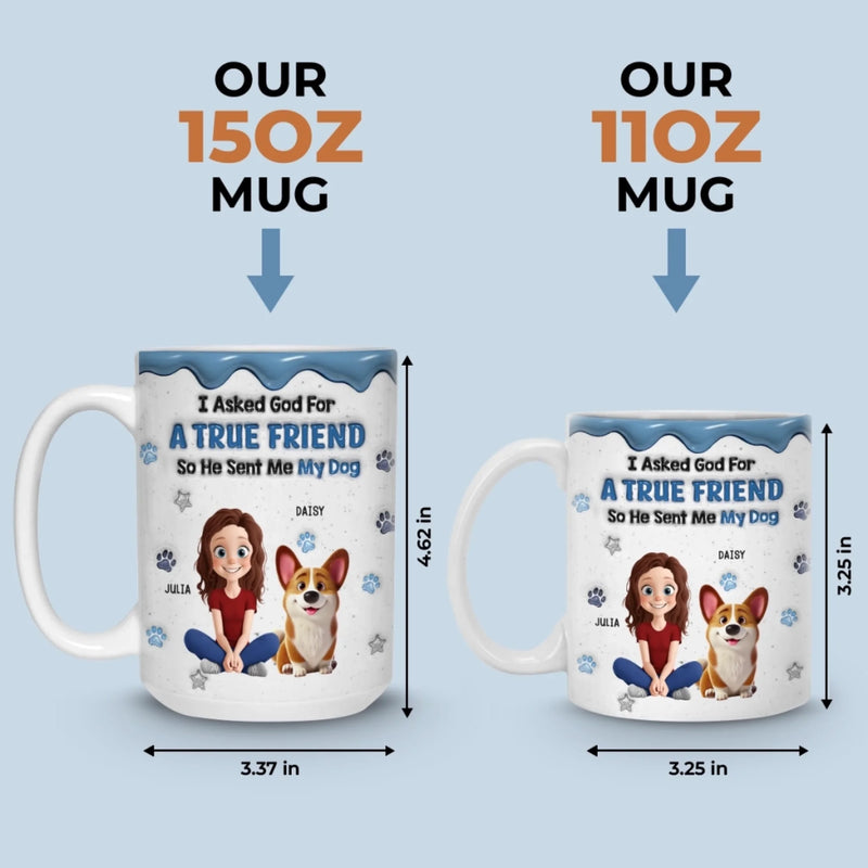 Custom 3D Inflated Effect Printed Mug - Personalized Birthday Gifts For Dog Lovers, Dog Dad And Mom - A Blessing With A Wagging Tail