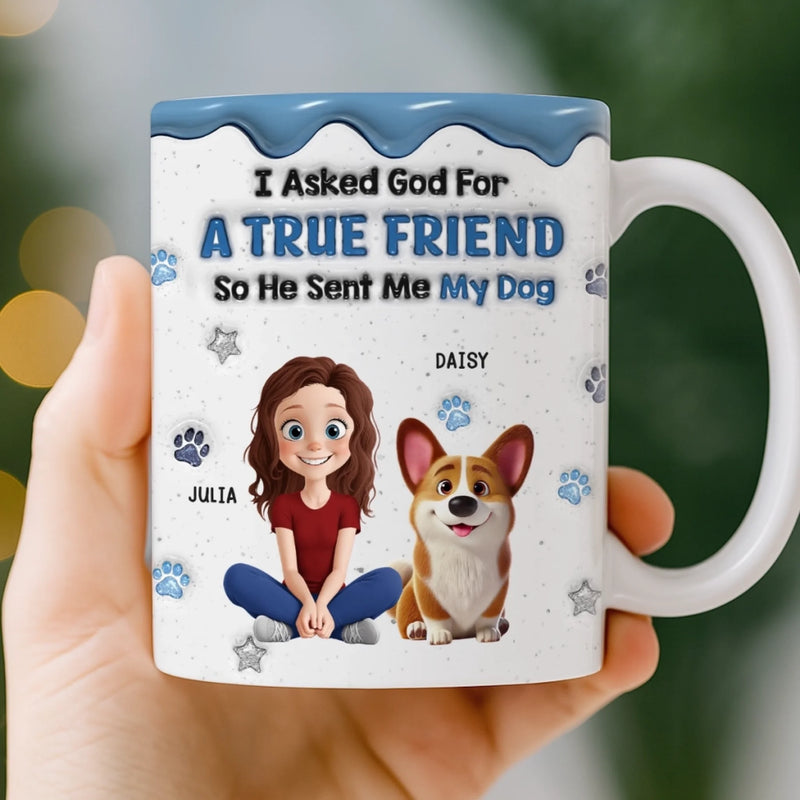 Custom 3D Inflated Effect Printed Mug - Personalized Birthday Gifts For Dog Lovers, Dog Dad And Mom - A Blessing With A Wagging Tail