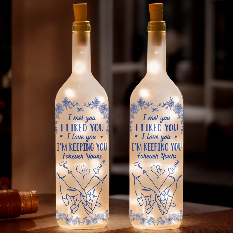 Custom Bottle Lamp - Personalized Anniversary Wedding Gifts For Husband And Wife, Him And Her - Love Feels Right With You