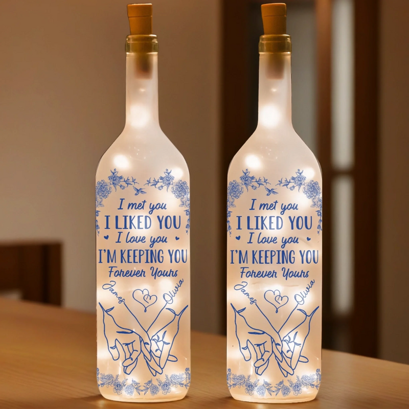 Custom Bottle Lamp - Personalized Anniversary Wedding Gifts For Husband And Wife, Him And Her - Love Feels Right With You
