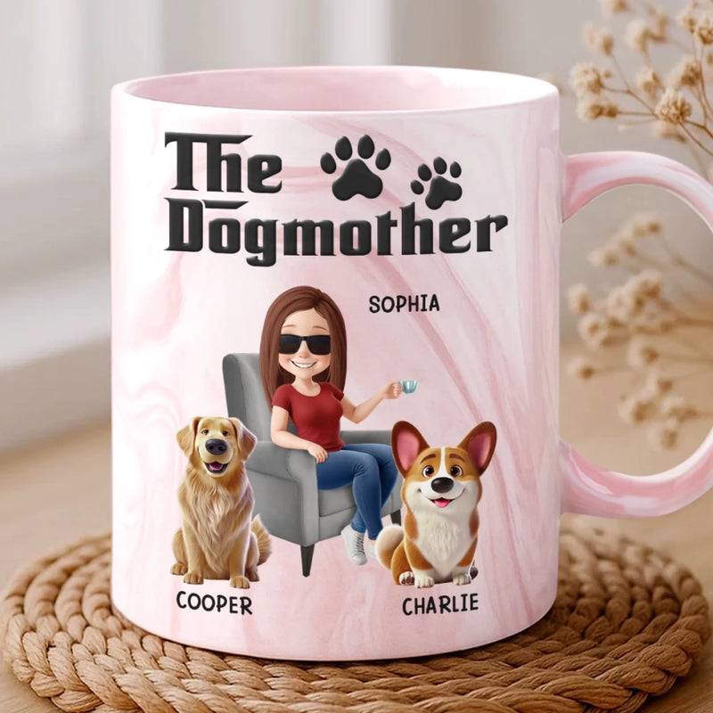 Custom 11oz Pink Marble Mug - Personalized Birthday Gifts For Dog Cat Lovers, Dog Dad And Mom, Cat Owners - Dog Mom Era, Forever