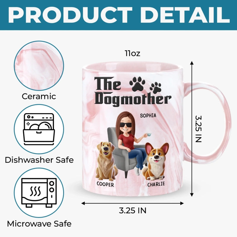 Custom 11oz Pink Marble Mug - Personalized Birthday Gifts For Dog Cat Lovers, Dog Dad And Mom, Cat Owners - Dog Mom Era, Forever