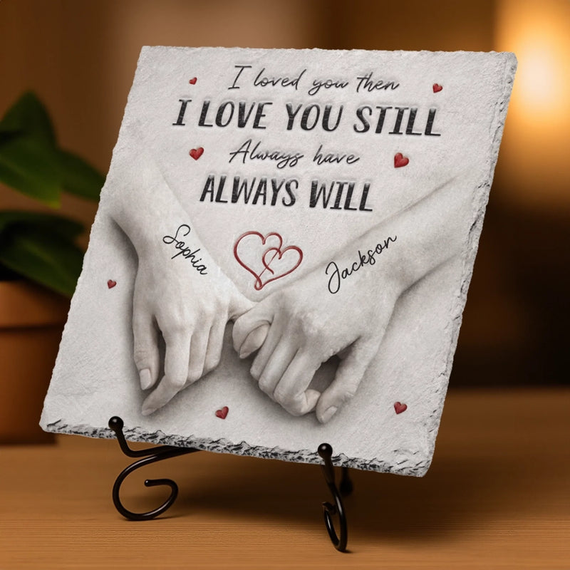 Custom Square Shaped Stone With Stand - Personalized Anniversary Wedding Gifts For Husband And Wife, Him And Her - You Make My World Calm