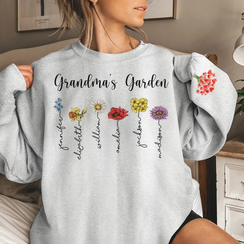 Custom Unisex Sweatshirt, Hoodie With Design On Sleeve - Personalized Birthday Gifts For Mom, Grandma - Wrapped In Love