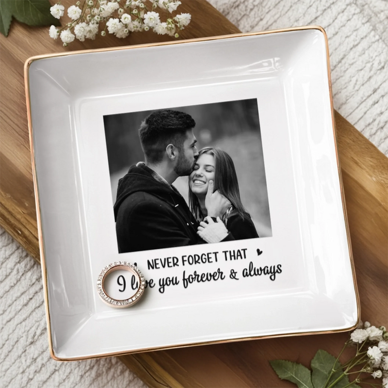 Custom Photo Jewelry Dish - Personalized Anniversary Wedding Gifts For Husband And Wife, Him And Her  - Built On Small Moments